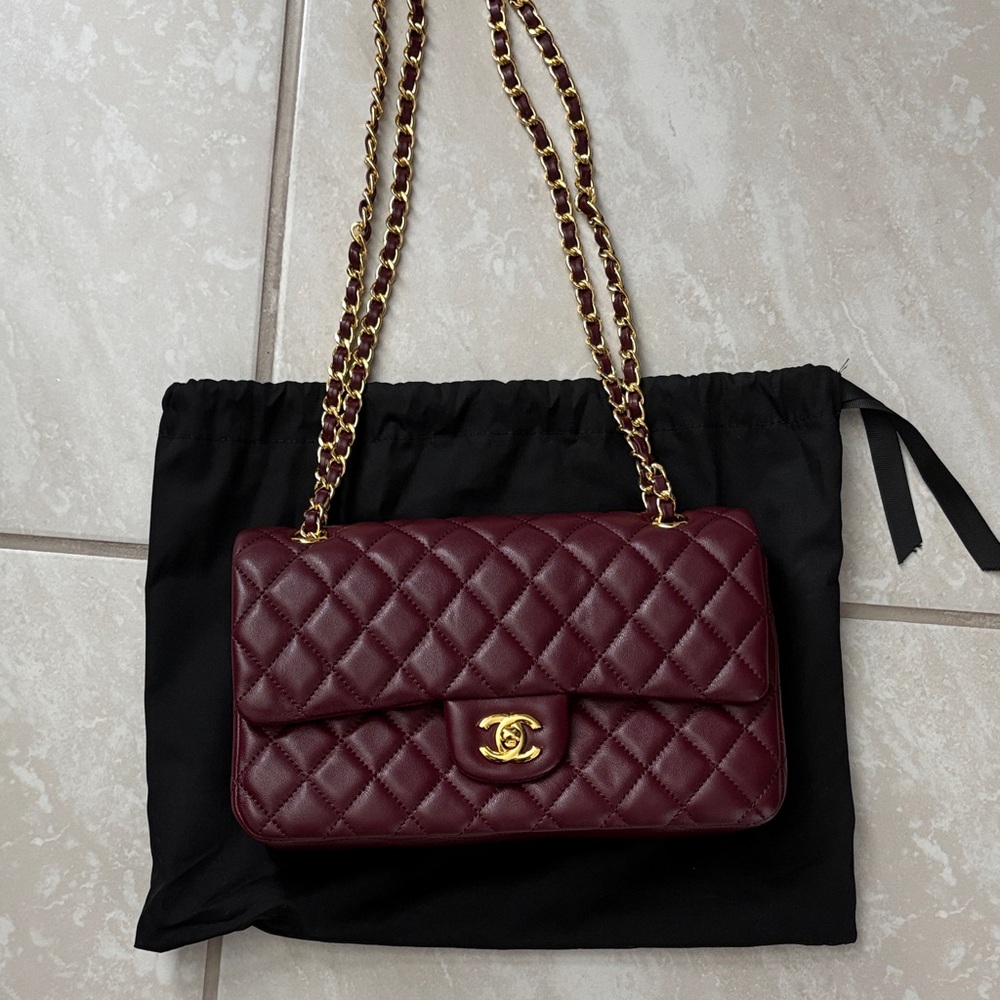 INSPIRED Maroon Quilted Shoulder Bag w/ dust bag